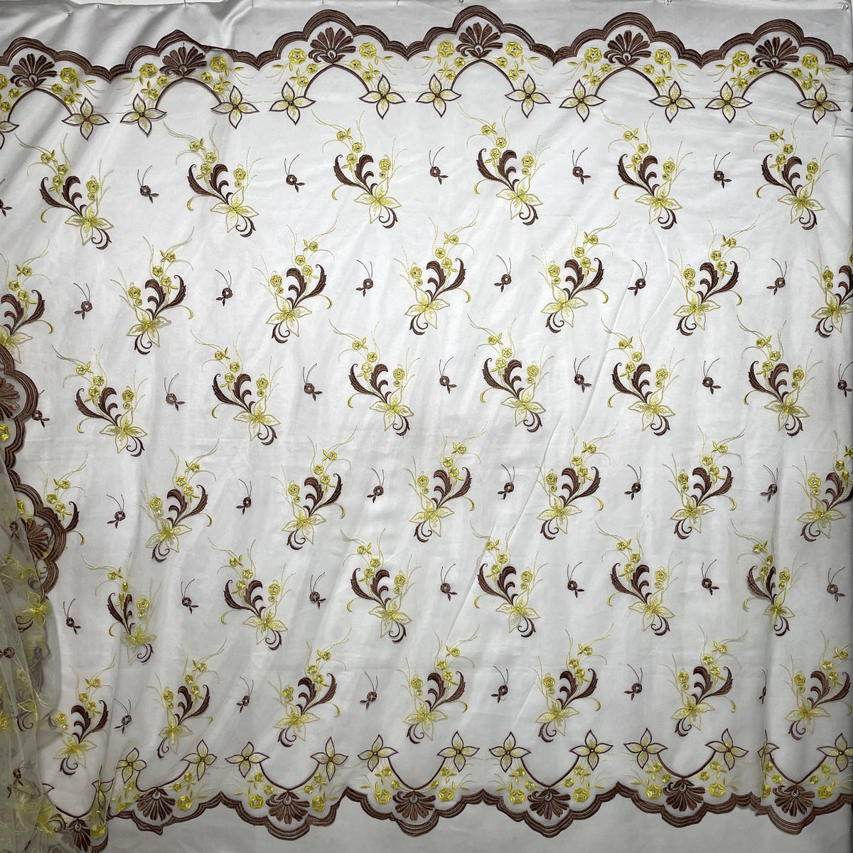 1 Yard Beaded Lace Fabric Embroidered on 100% Polyester Net Mesh 51" Wide