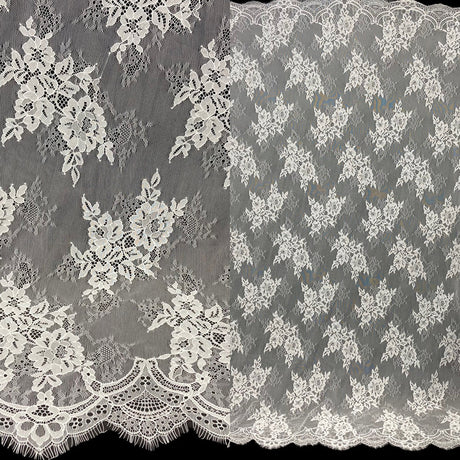 3 Yards Chantilly Embroidered Lace Fabric with Eyelash Scallop