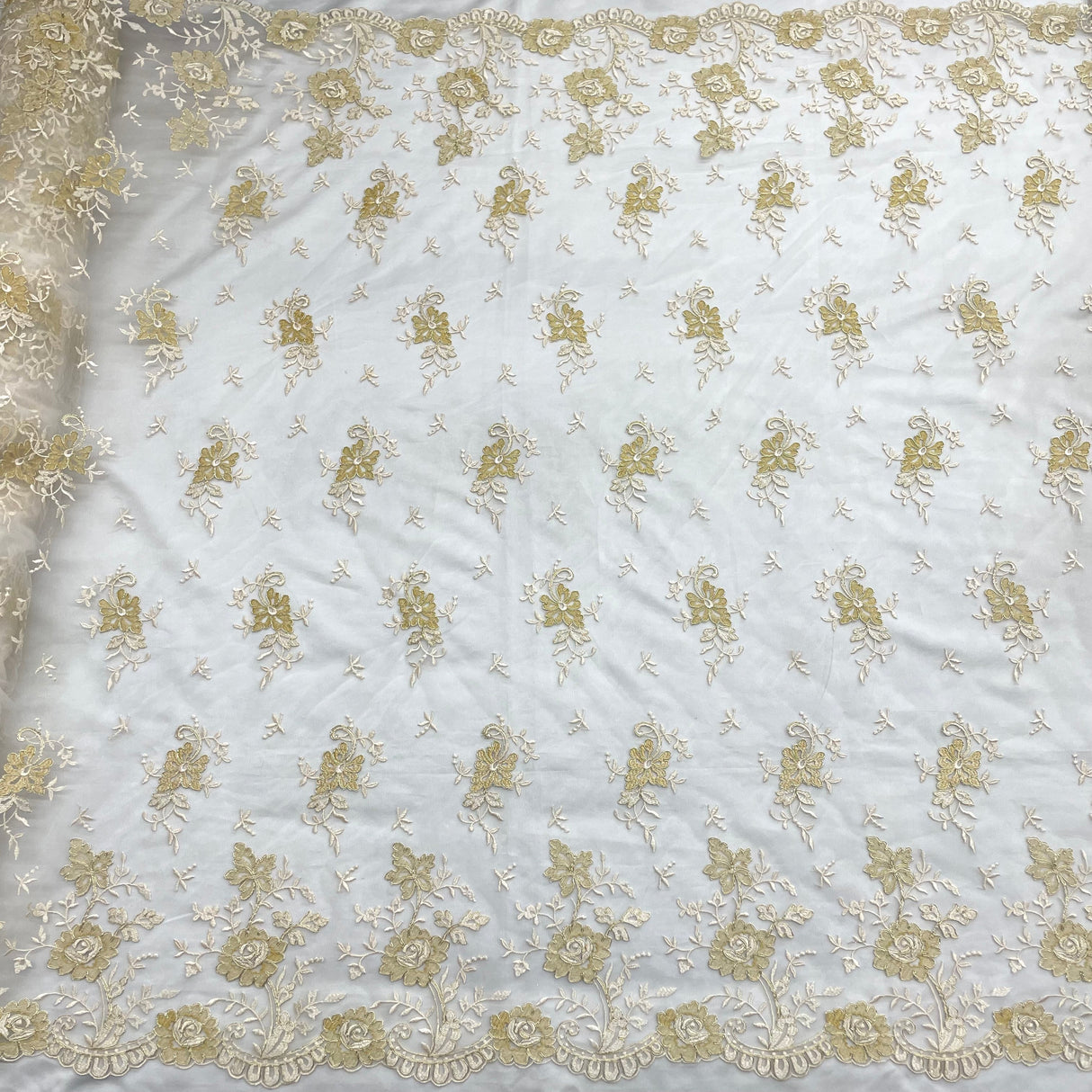 Bridal Lace Fabric Corded Embroidered 54" Wide