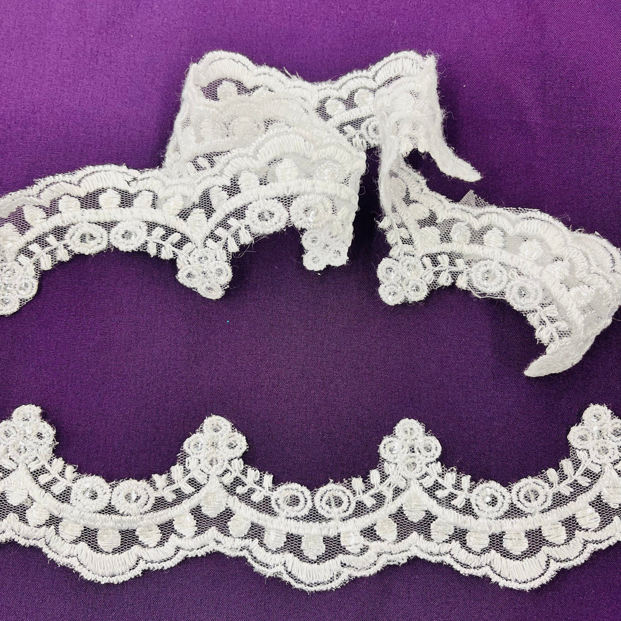 Beaded Lace Trimming 100% Polyester Net Mesh 2"