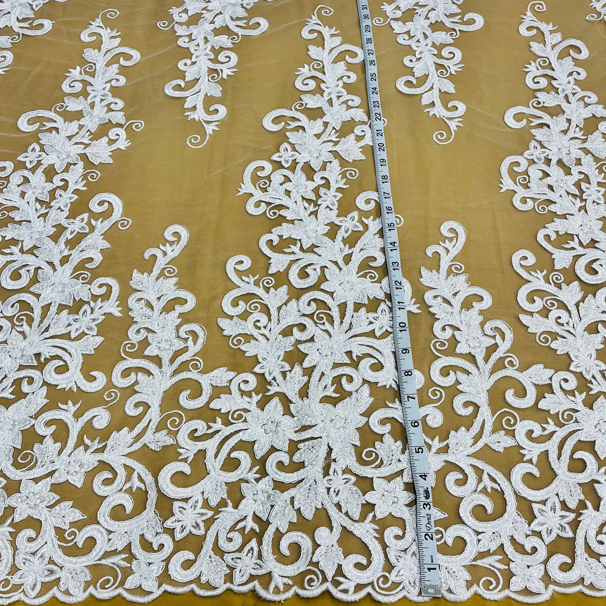 Beaded Corded Bridal Lace Mesh