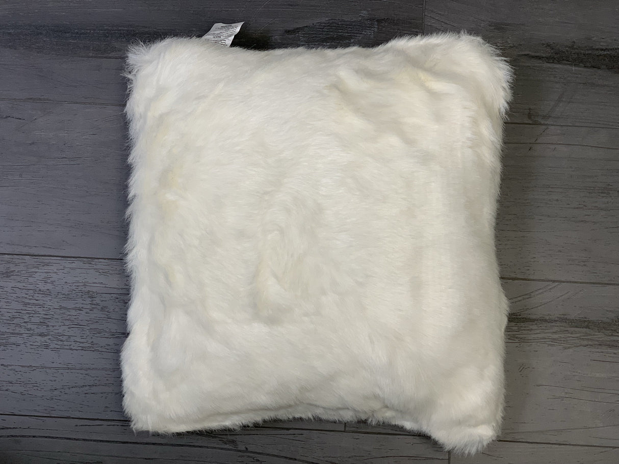 Renne Pillow Collection Sheepskin Fabric - White, Tip Dye Gray, 20" X 20" (1 Pillow)