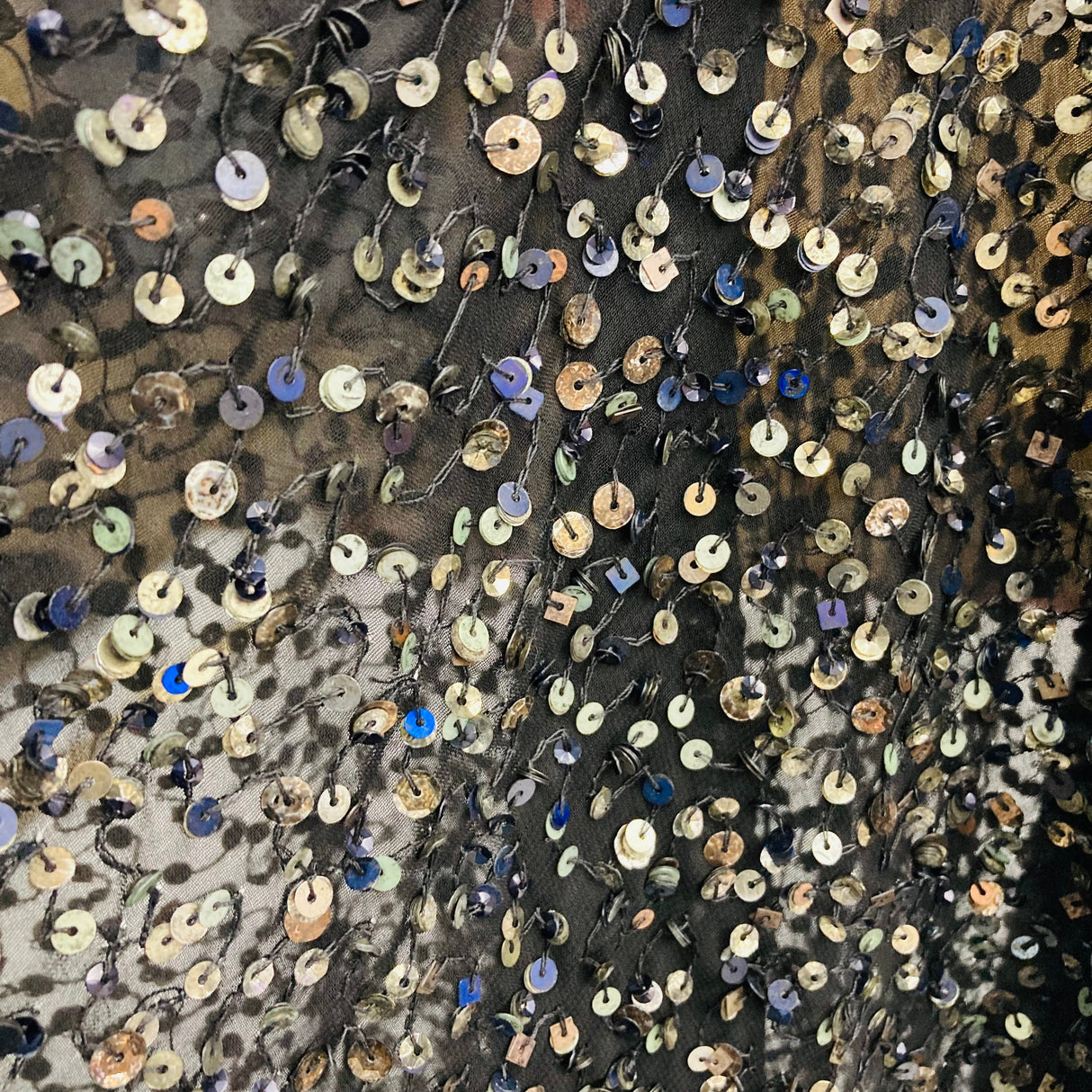 Sequined Lace Fabric Black Chiffon