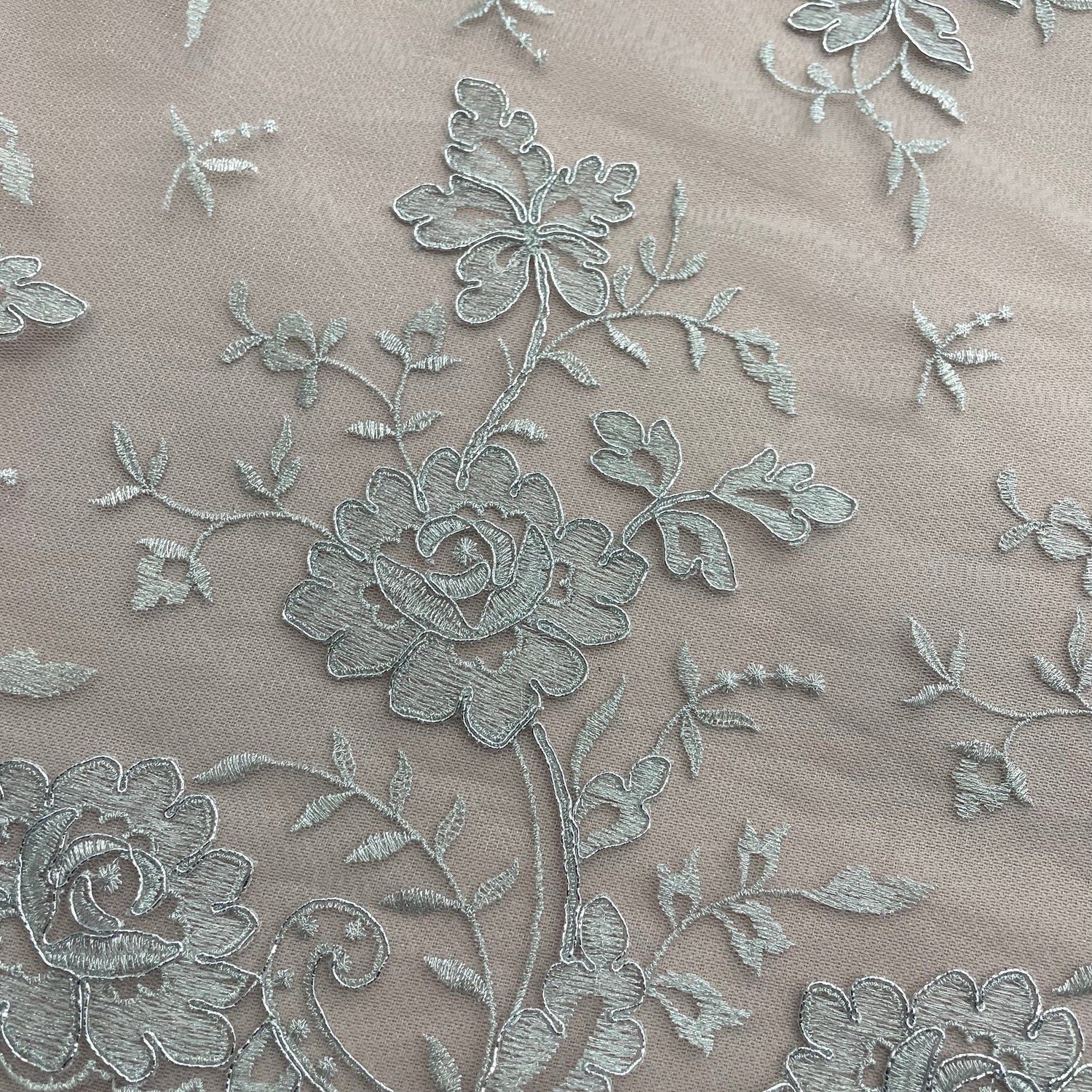 1 Yard Corded Bridal Lace Fabric Embroidered on Polyester Net Mesh for Elegant Wedding and Evening Gowns – 54"