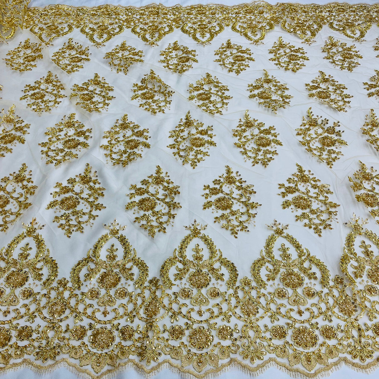 Beaded Corded Bridal Lace Mesh
