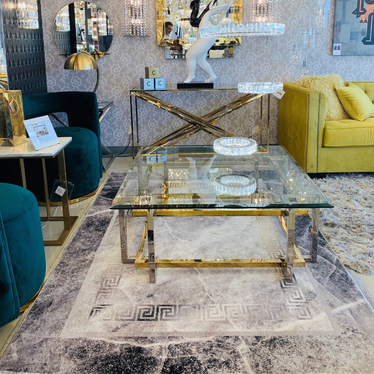 Black Gray and White Soft Plush Fluffy Lattice Design Area Rug / Carpet