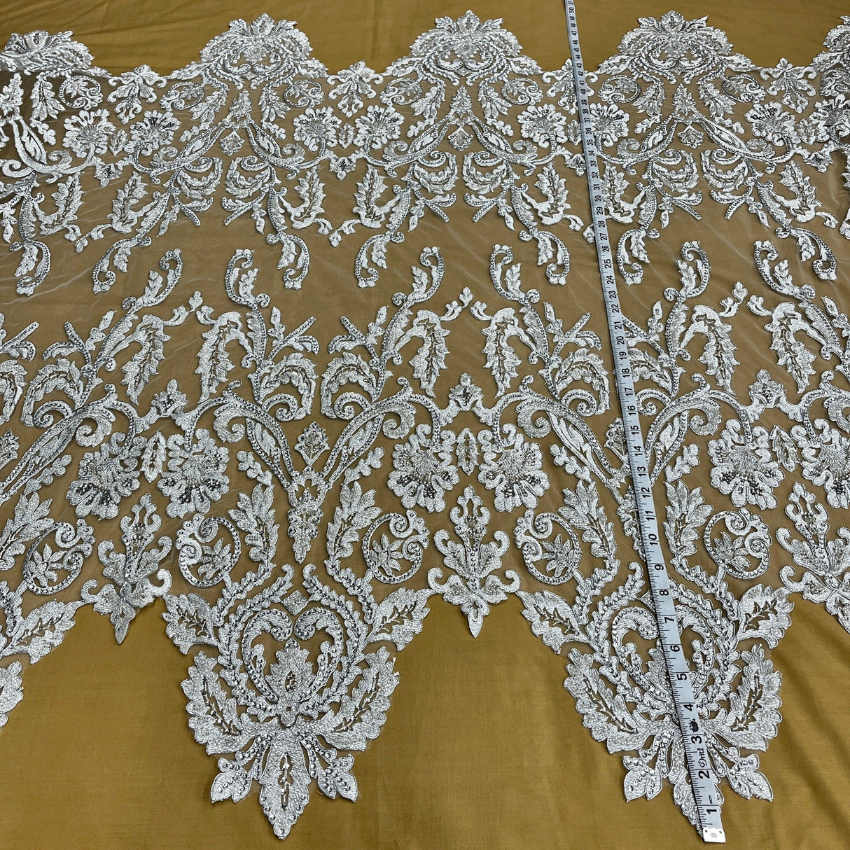 Beaded Corded Bridal Lace Fabric 51" Wide