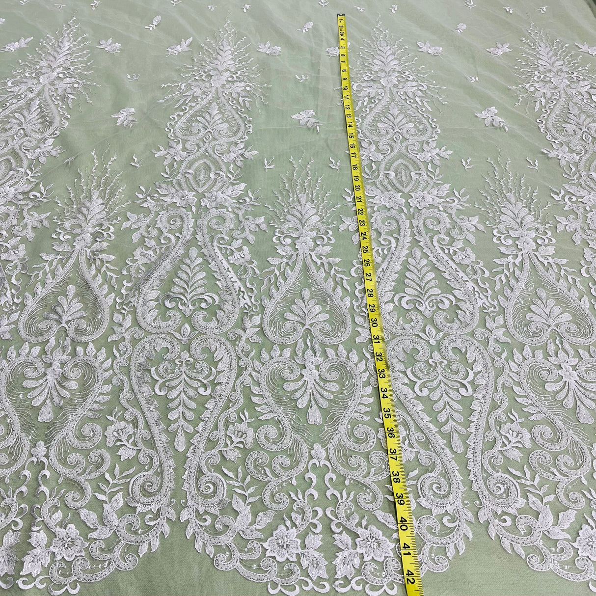 Beaded Lace Fabric Embroidered on Polyester Net Mesh