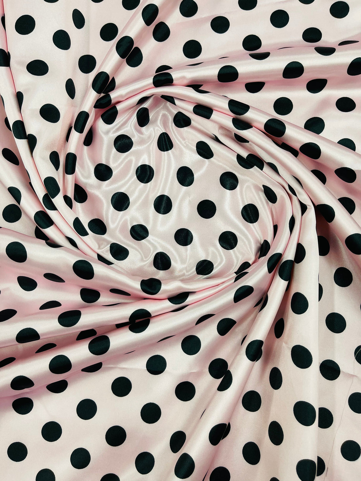 Polka Dot Satin 100 Percent Polyester Charmeuse Fabric - White Polka Dot On Red, 58" Width (1 Yard)