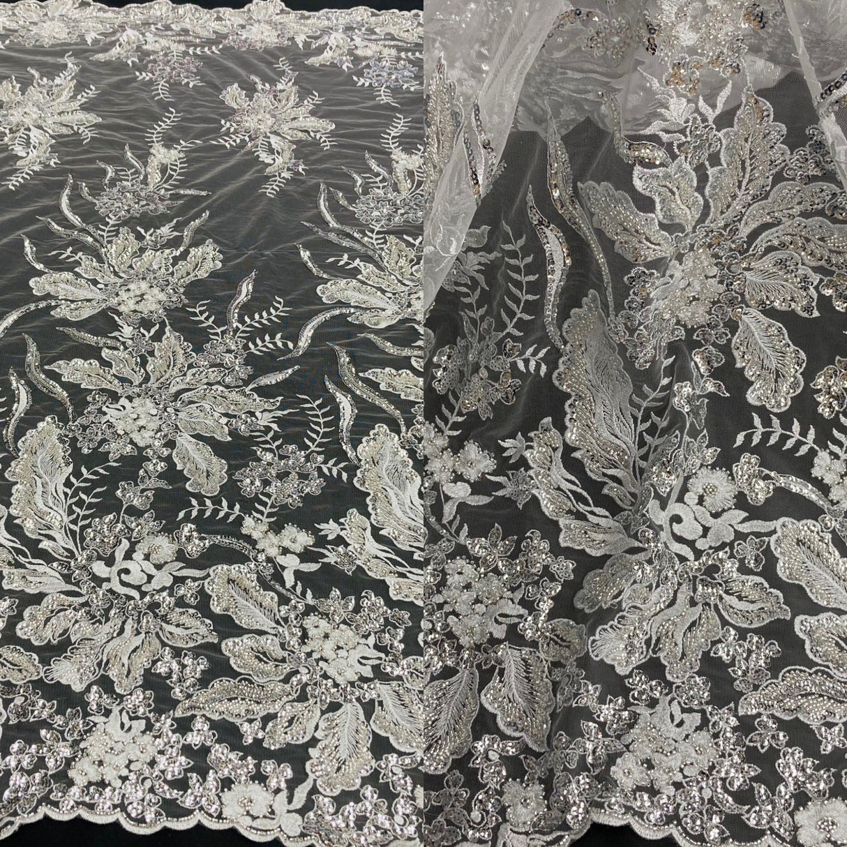 Beaded Lace Fabric Embroidered Net Mesh