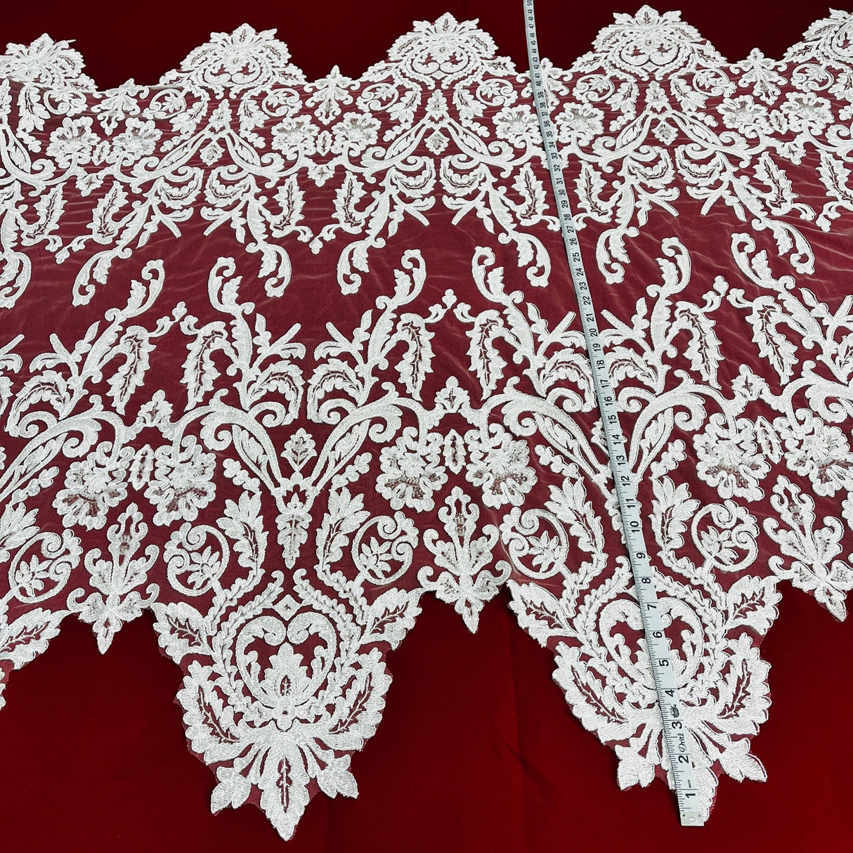 Beaded Corded Bridal Lace Fabric 51" Wide