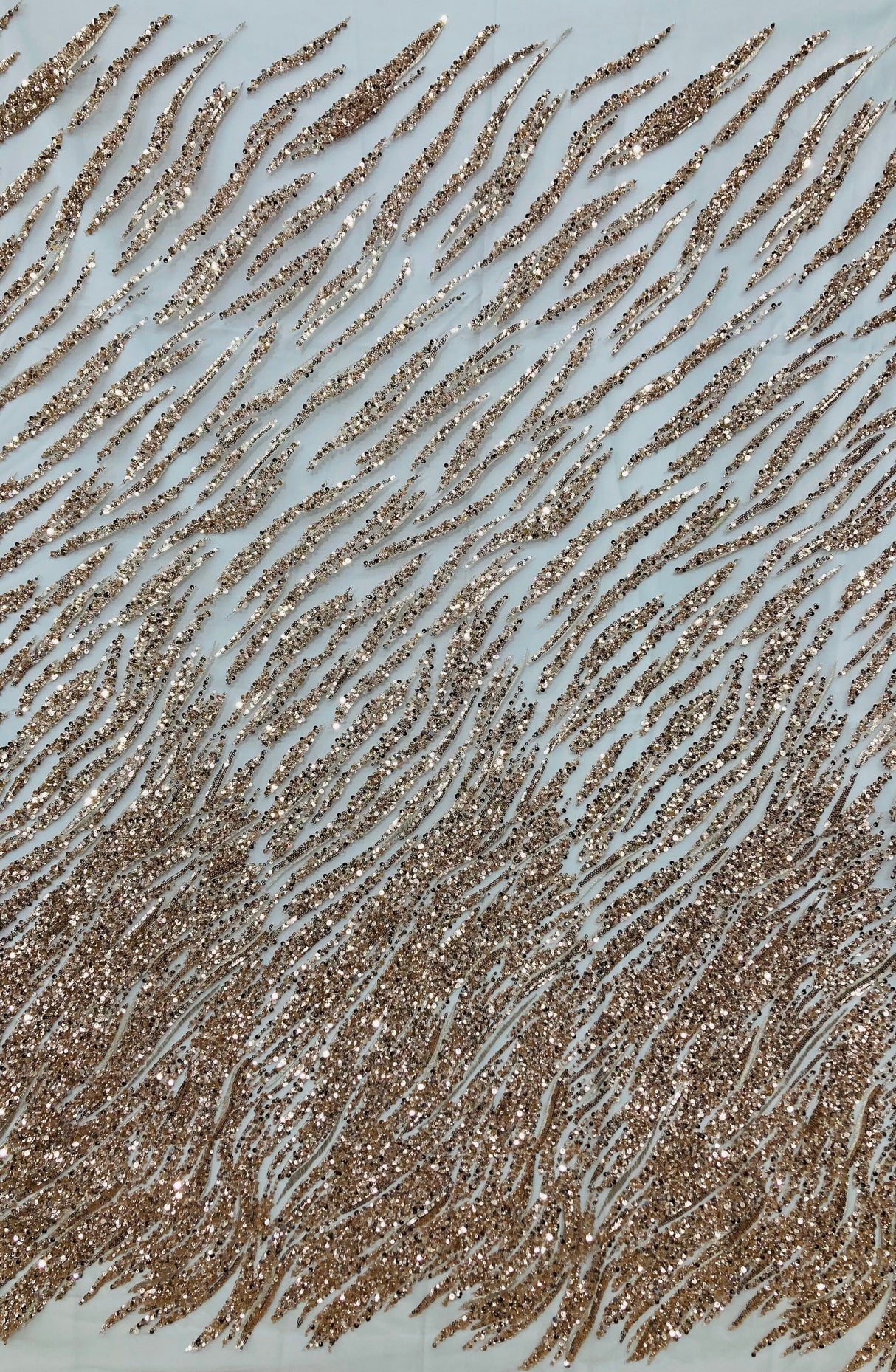 Beaded Sequined Lace Fabric on Polyester Net Mesh 53"