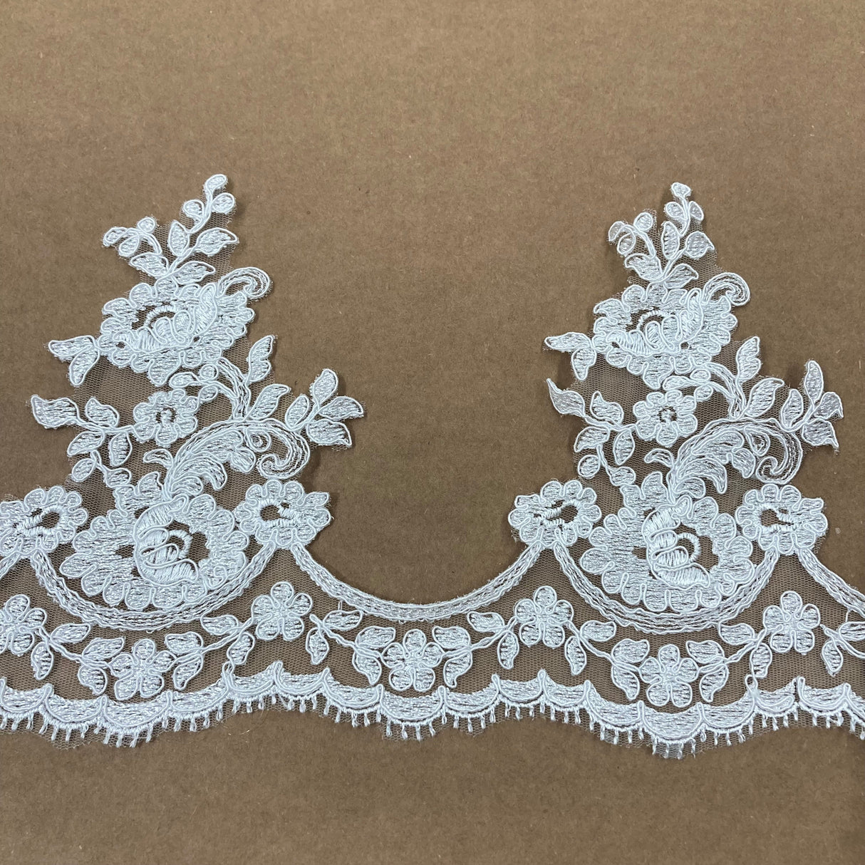 Corded Lace Trimming Embroidered Net Mesh 8.5"