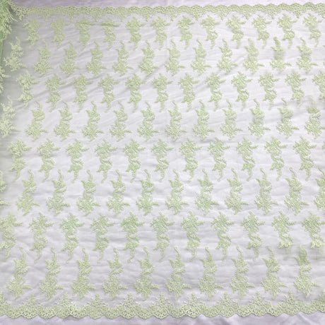 1 Yard Corded Bridal Lace Fabric Embroidered 100 Percent Polyester Net Mesh 54 inch Width