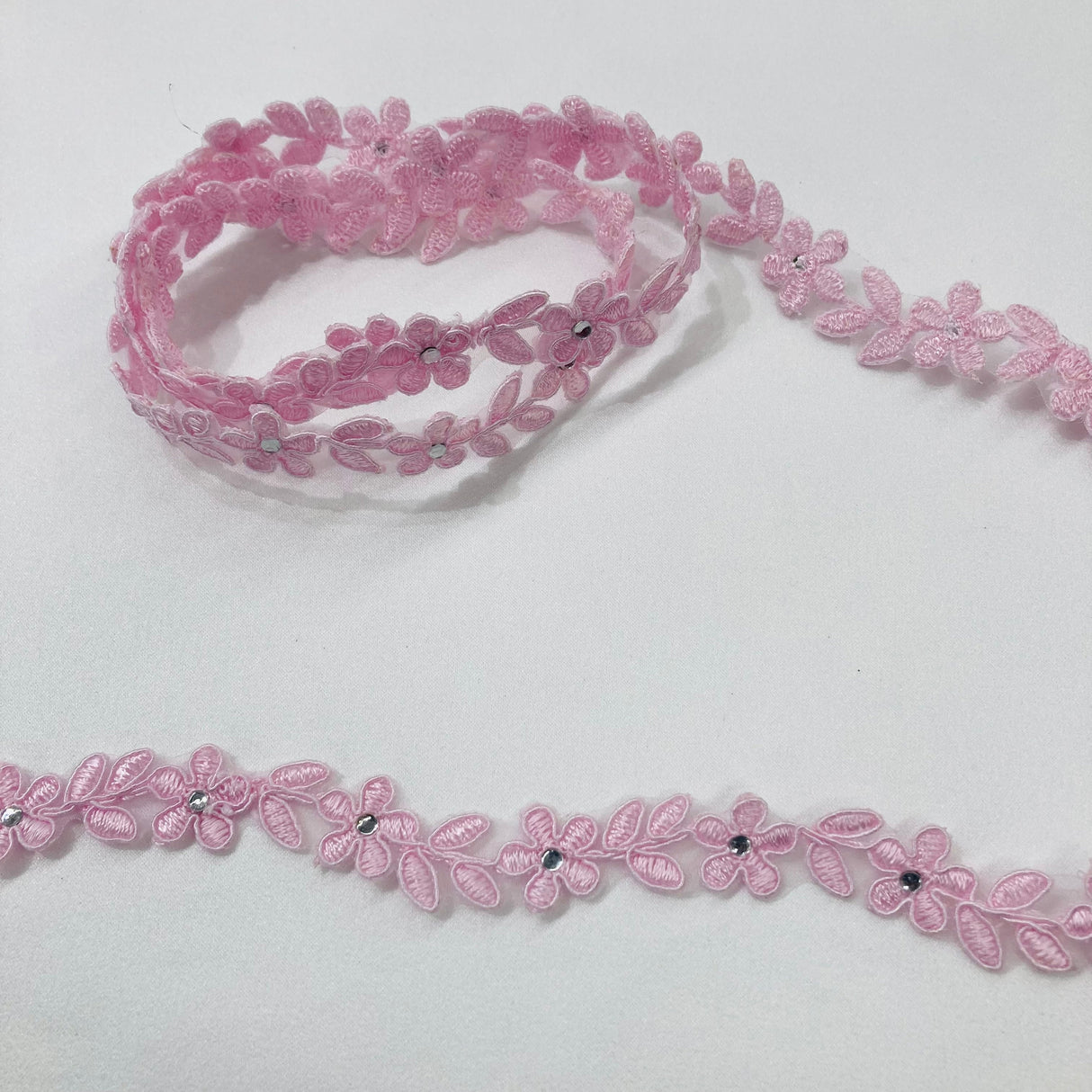 Beaded Lace Trimming on Polyester Organza