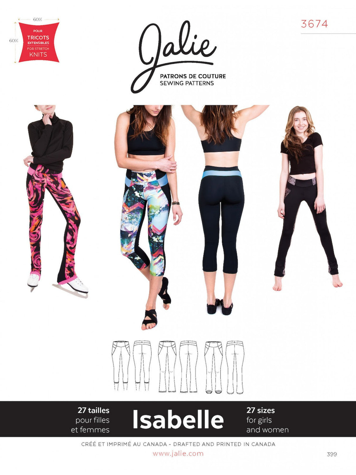 Sewing Pattern Isabelle Leggings and Skating Pants by Jalie