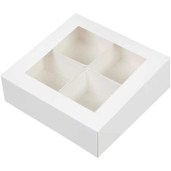 Wilton 4-Cavity White Window Bakery Boxes with Dividers, 3-Count