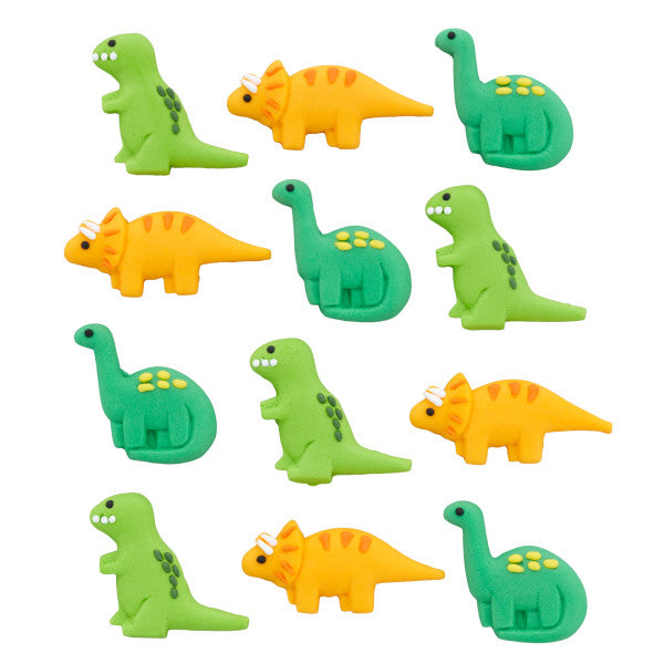 Wilton Green and Orange Dinosaur Royal Icing Decorations, 12-Count