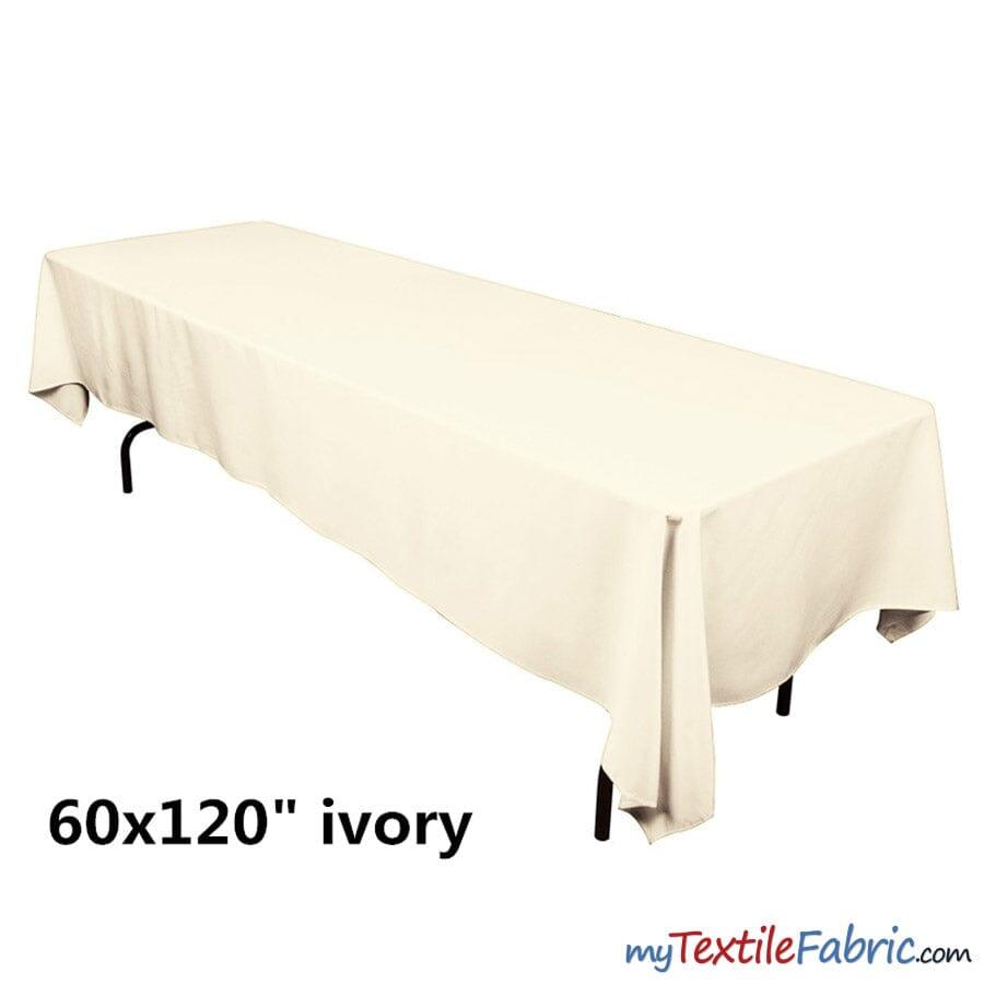 Banquet Polyester Tablecloth - Ivory, White, Black, 60" X 120" (By Piece)