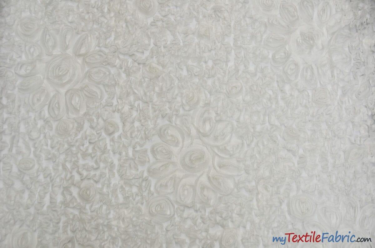 Wedding Bliss 100 Percent Polyester Chiffon Fabric - 3D Floral Embroidery, Semi Sheer, 52" Width, 4 Colors (1 Yard)