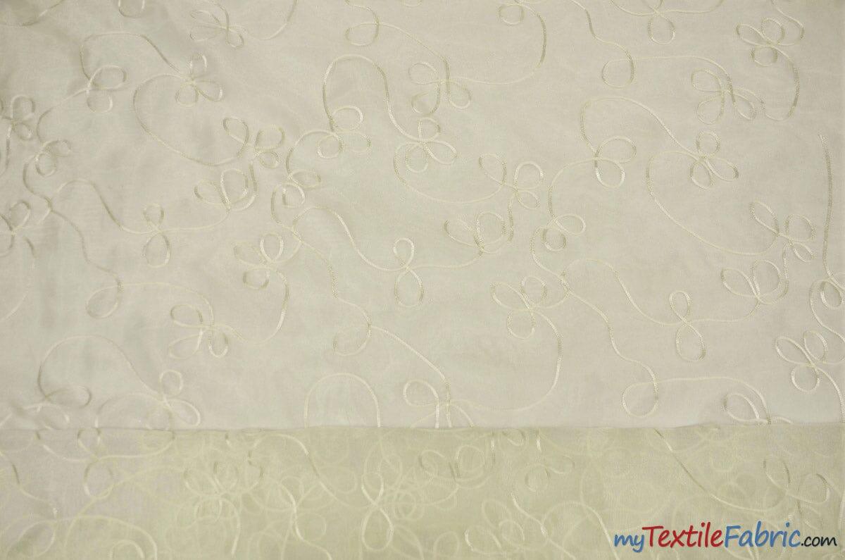 Fantasia Sheer Organza Embroidery Fabric - Embroidered Floral Sheer, 54" Width, Multiple Colors (1 Yard)