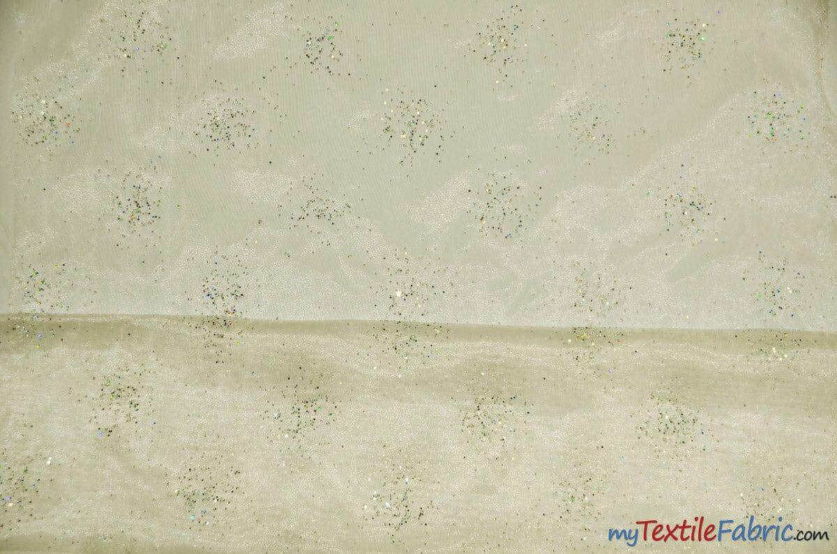 Sparkle Organza Polyester Fabric - Glitter Beads, Sheer, 58" Width (1 Yard)
