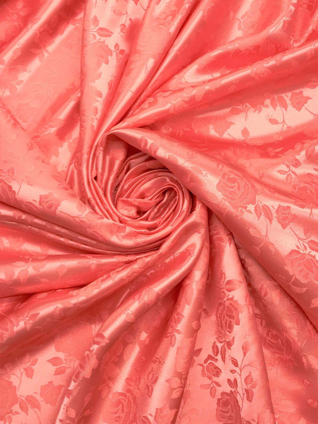 Coral Jacquard Satin Fabric - Coral, Reversible, 58"-60" Width (1 Yard)