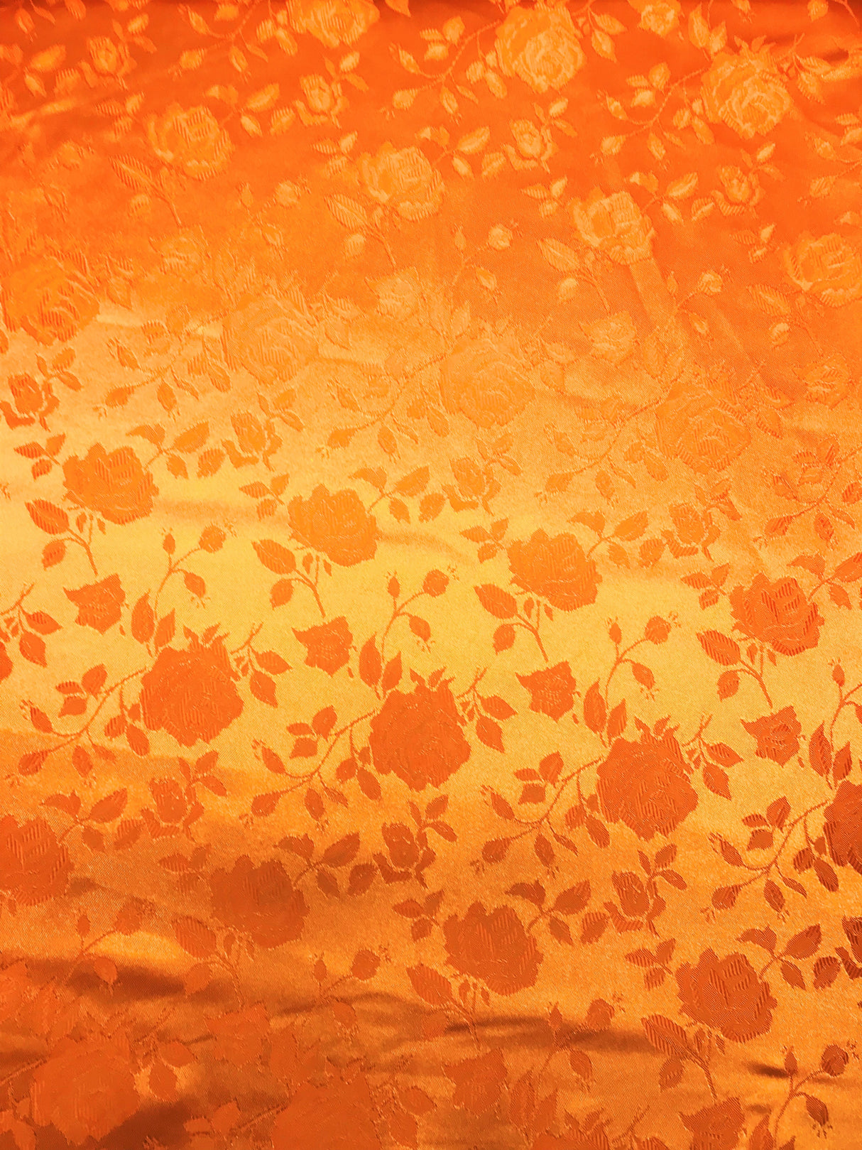 Orange Jacquard Satin Fabric - Orange, Reversible, 58"-60" Width (1 Yard)
