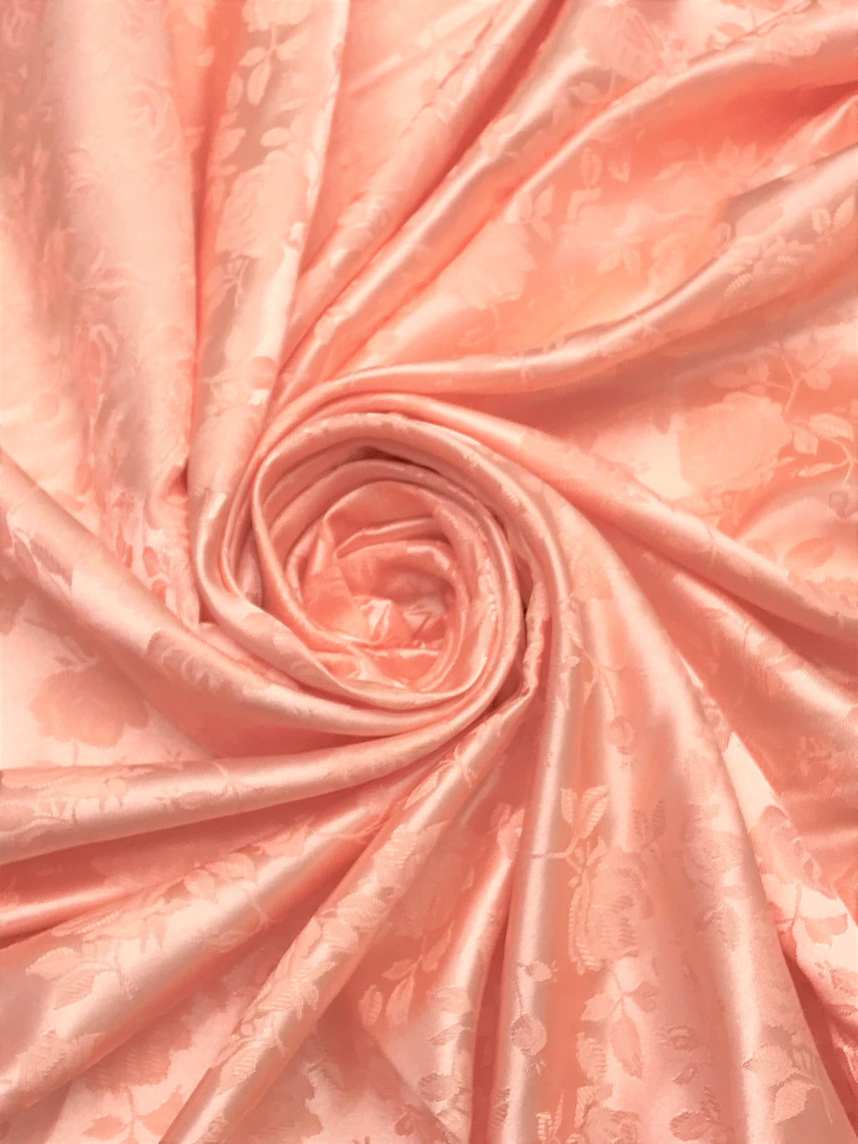 Peach Jacquard Satin Polyester Fabric - Peach, Reversible, 58"-60" Width (1 Yard)
