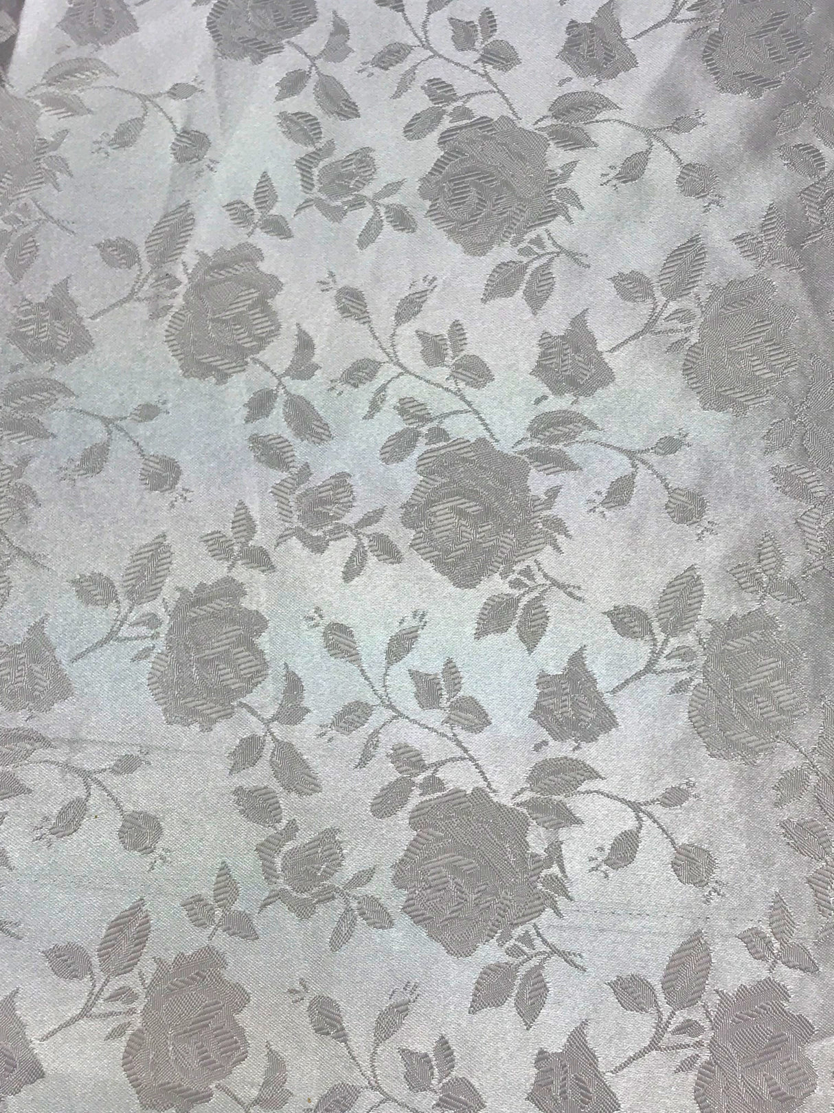 Silver Jacquard Satin Fabric - Silver, Reversible, 58"-60" Width (1 Yard)