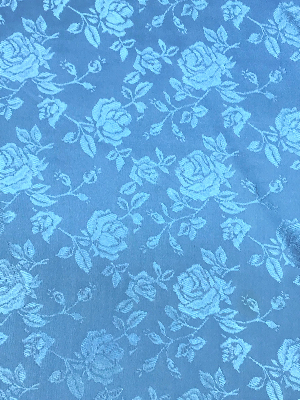 Turquoise Jacquard Satin Fabric - Turquoise, Reversible, 58"-60" Width