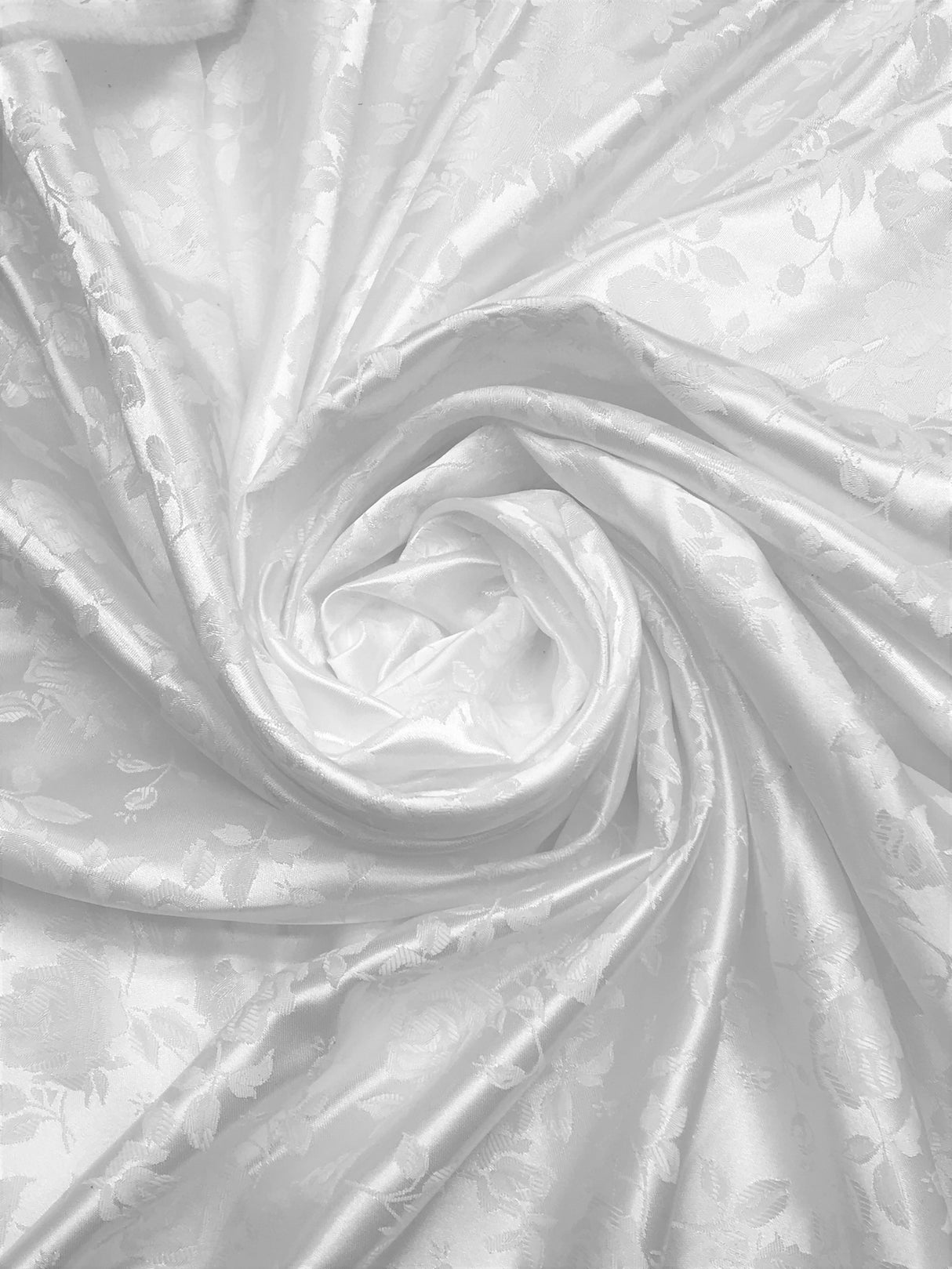 White Jacquard Satin Fabric - White, Reversible, 58"-60" Width (1 Yard)