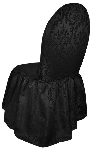 Black Floral Damask Jacquard Banquet Skirt Chair Cover