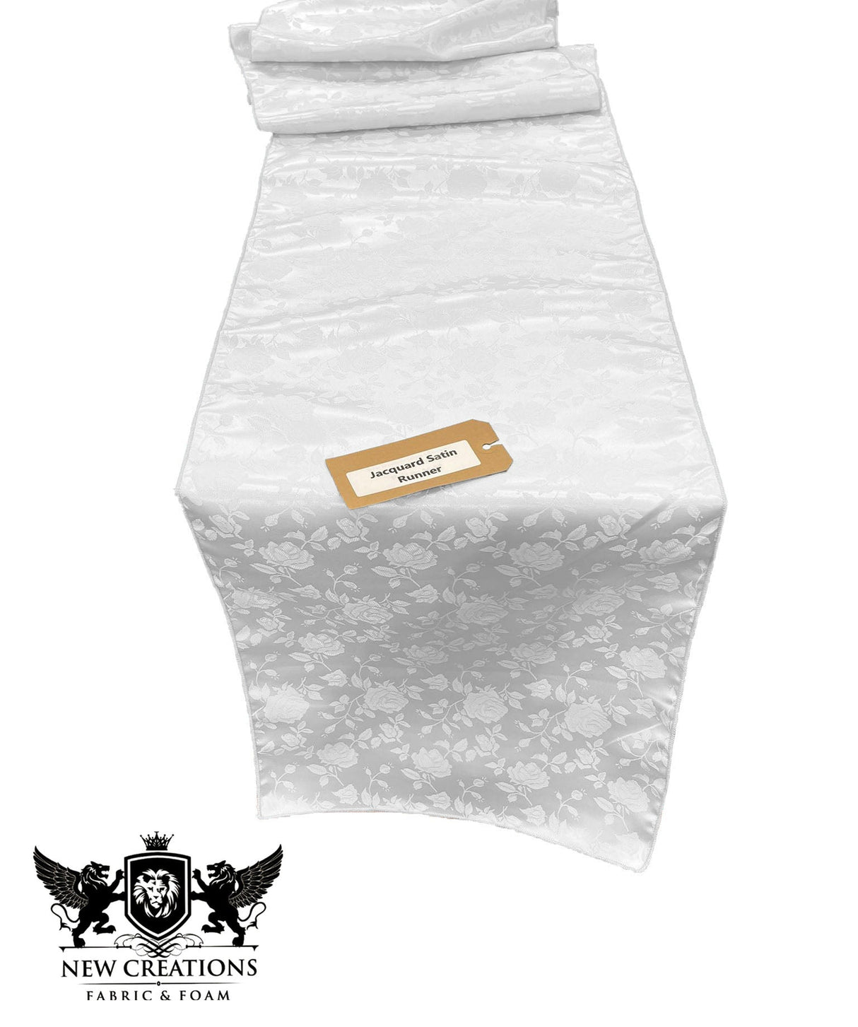 Jacquard Satin Roses Runner Satin Fabric - Rose Jacquard, 14" Wide x 102" Long (1 Runner)