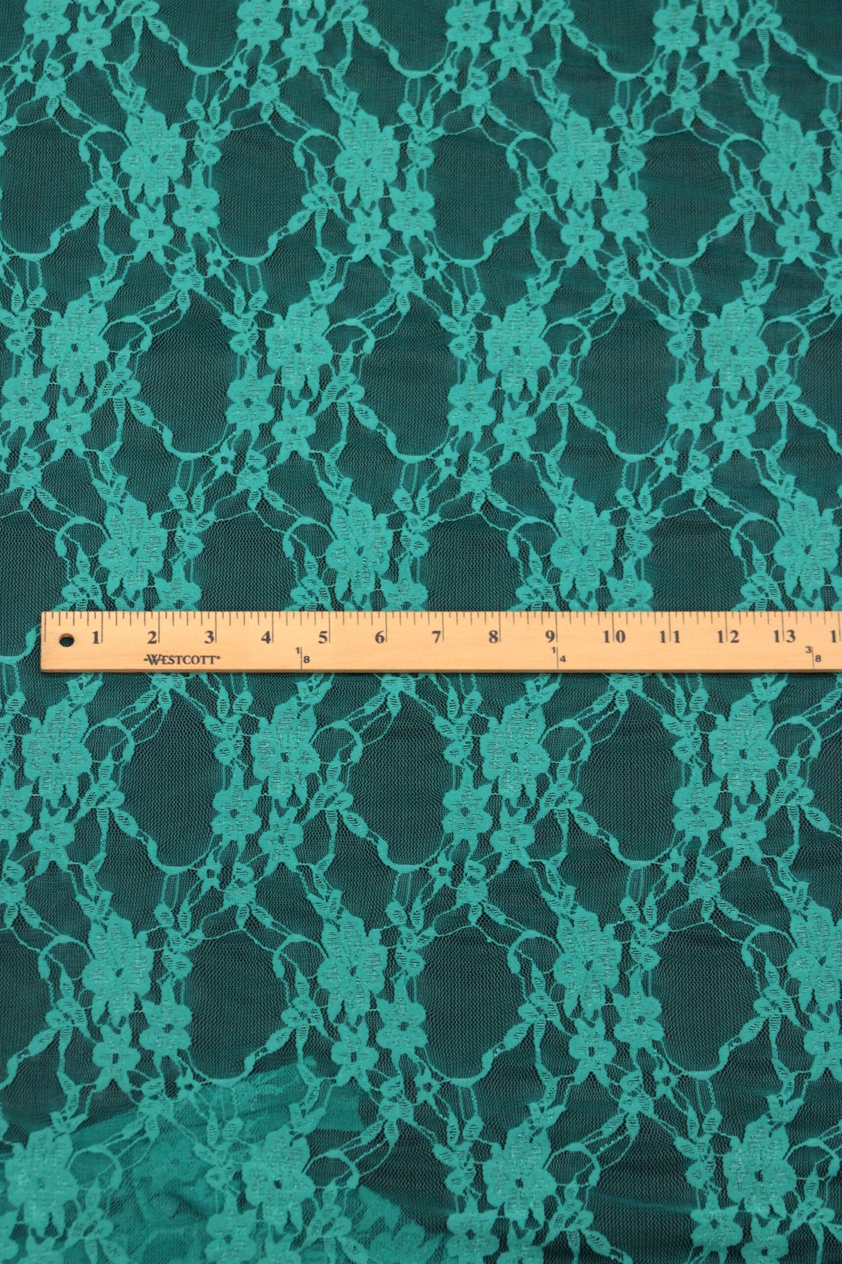 Jade Stretch Lace Nylon Spandex Fabric - Jade Floral Lace, 58/60" Width (1 Yard)