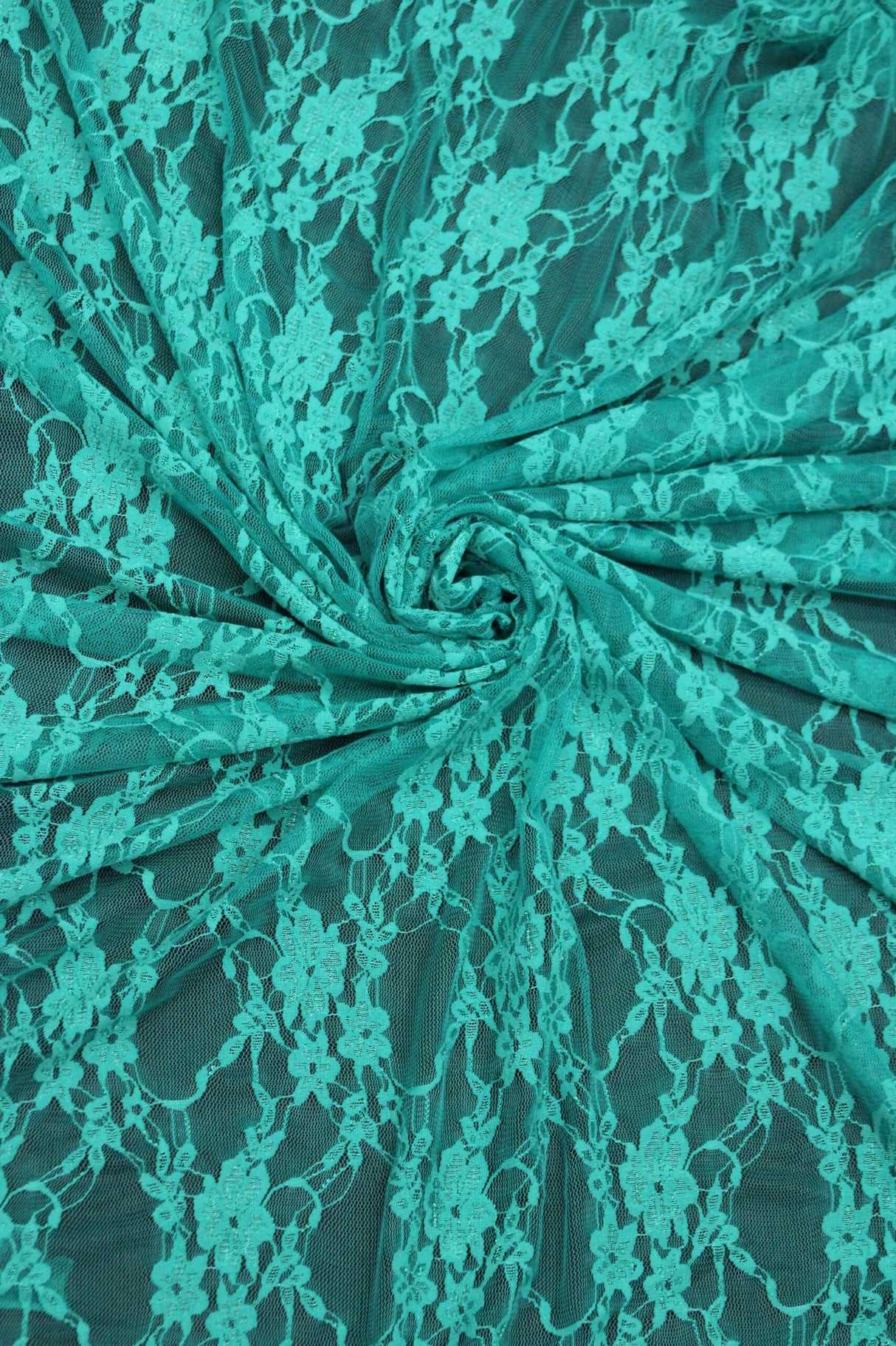 Jade Stretch Lace Nylon Spandex Fabric - Jade Floral Lace, 58/60" Width (1 Yard)