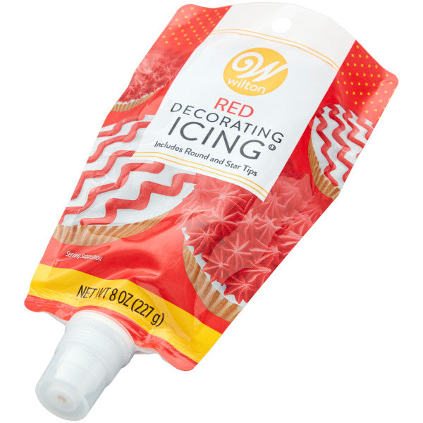 Wilton Red Icing Pouch with Tips, 8 oz.