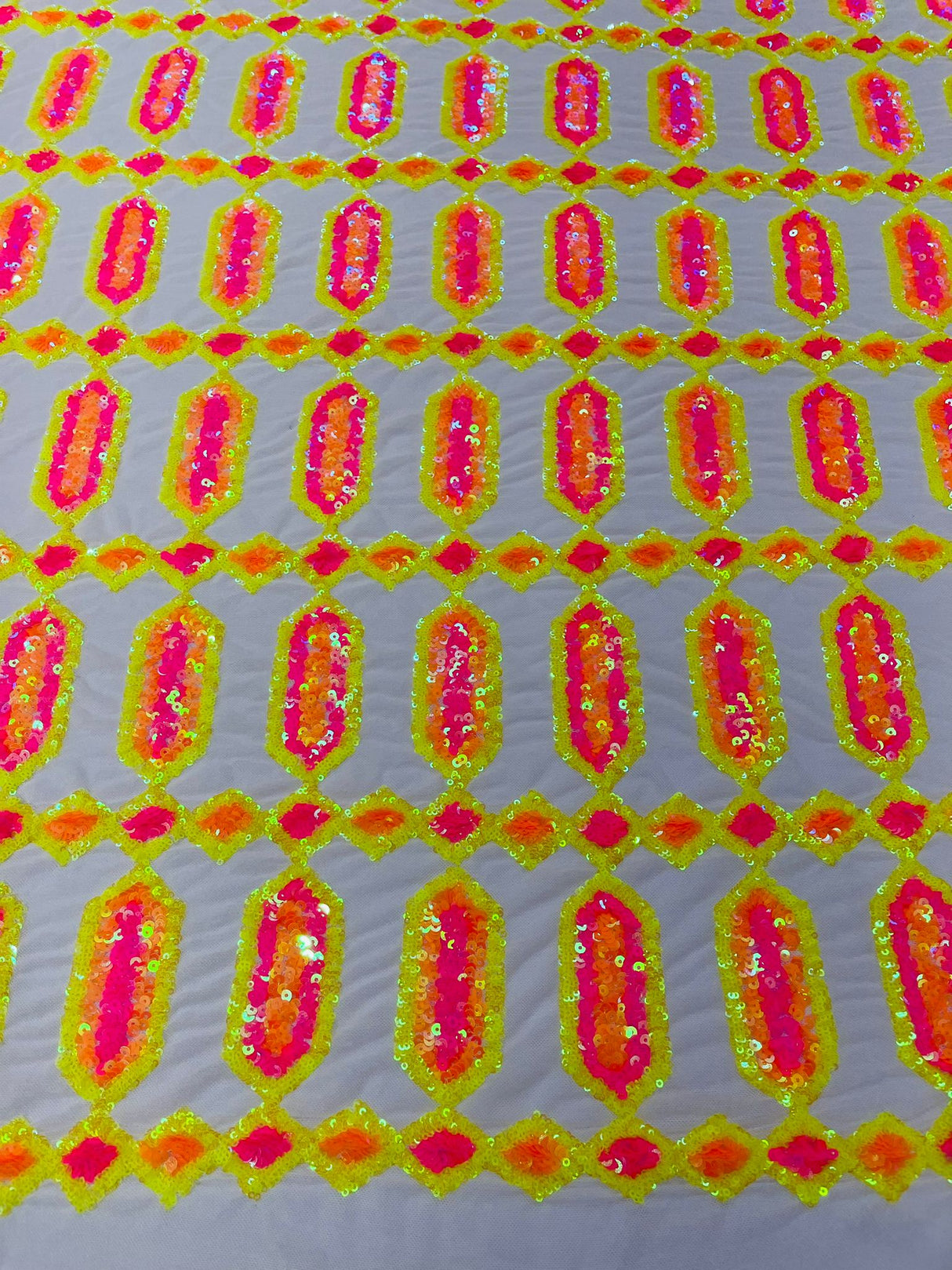 Jewel Sequin Polyester Fabric - Iridescent Jewel Embroidered Sequin Mesh, 54" Width, 36" Length (1 Yard)