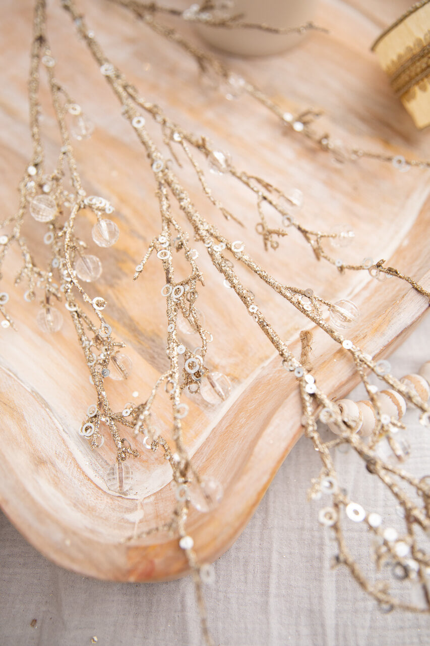 42” Champagne Jeweled Bead Branch Christmas Spray