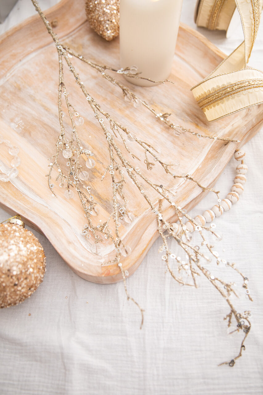 42” Champagne Jeweled Bead Branch Christmas Spray