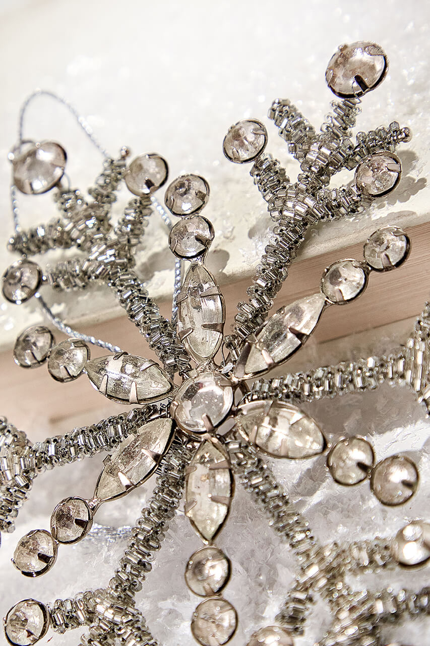 6" Antiqued Rhinestone Snowflake Ornament