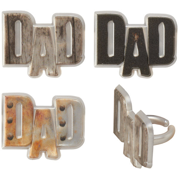 Fathers Day Metals Dad Cupcake Cake Decorating Rings 144 set