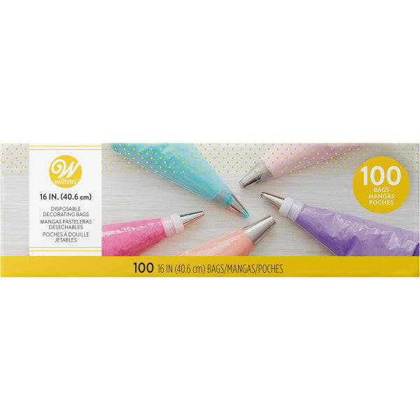 Wilton 16-Inch Easy-Grab Disposable Decorating Bags, 100-Count