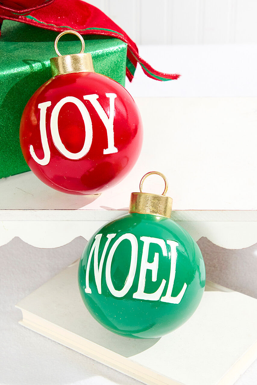 5" Resin Noel and Joy Ball Ornaments