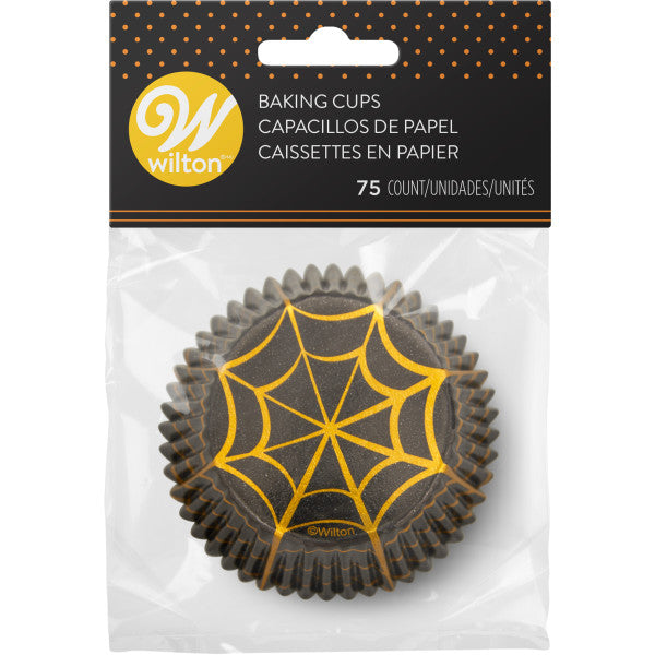 Wilton Gold Foil Spider Web Standard Halloween Cupcake Liners, 24-Count