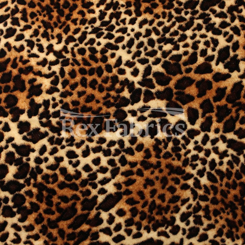 Jumpin Jag Poly Spandex Velvet Fabric - Brown/Black Jaguar Print, 58/60" Width, 250 GSM (1 Yard)
