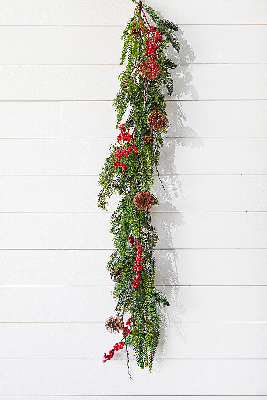 Artificial Pine Juniper Berry Garland 48" Holiday Home Decor Accent