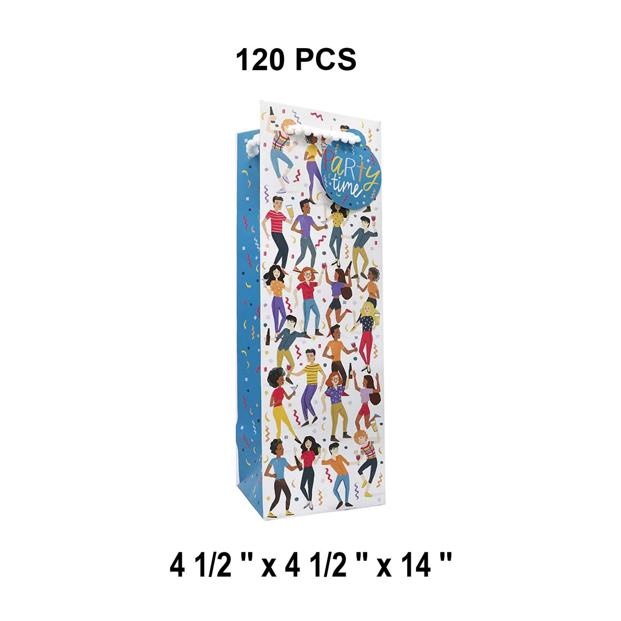 Patterned Wine Gift Bags   4 1/2" X 4 1/2" X 14"  Dance Party - 60 EACH