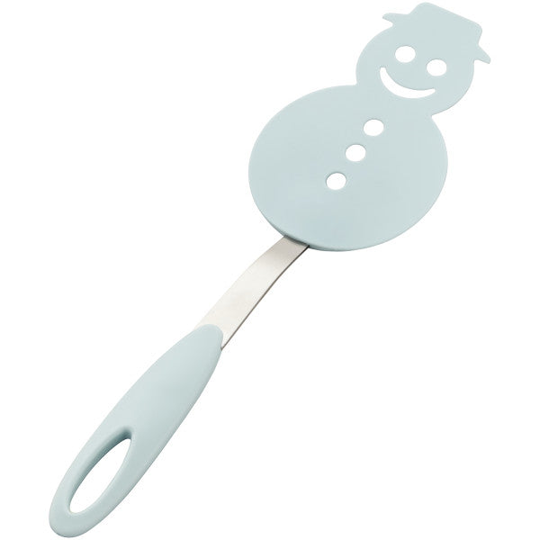 Wilton Light Blue Winter Snowman Plastic Turner or Spatula with Metal and Silicone Handle
