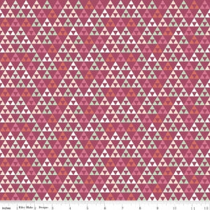 Cotton Lycra Knit Fabric On Trend Raspberry Triangles